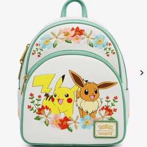 Loungefly Pokémon Pikachu and Eevee Floral Mini Backpack